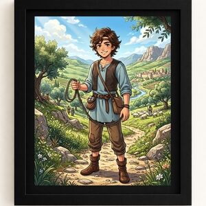 David From The Bible In A Glass Front Frame 8x10